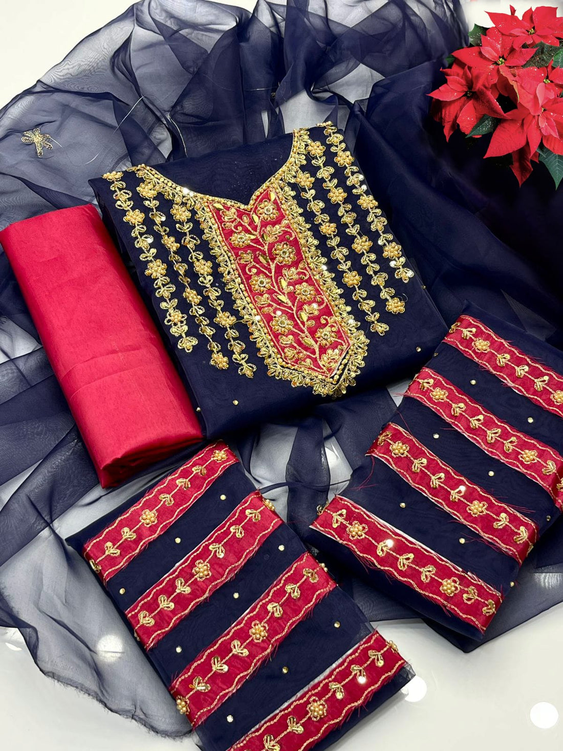 Banarsi Indian Handmade+aari zari beeds and Nagina Work Heavy Applic Collection 2K25